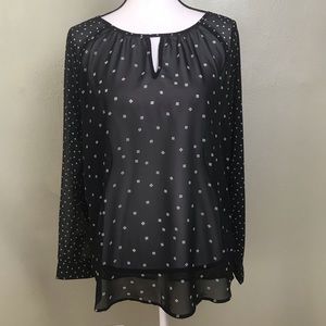Old Navy Black White Print Sheer Turnic Top  M